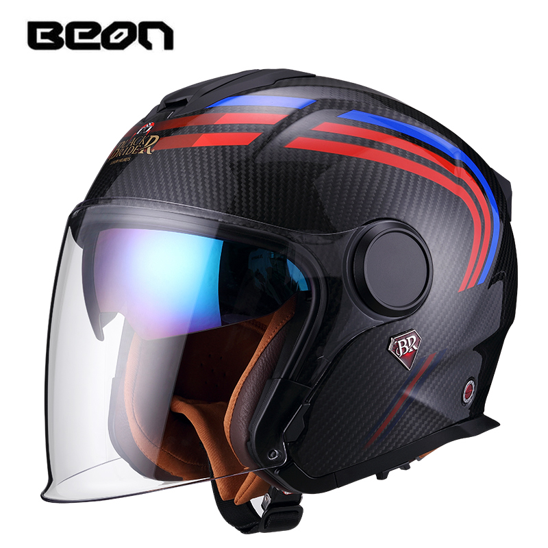 BEON BR23 Carbon Fiber 3/4 Ope - Carbon Fiber Lightweight Motorcycle Helmet 评论和价格
